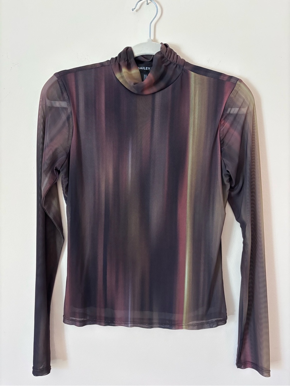 Bailey 44 Sheer Mock Neck Long Sleeve Top in Muted Stripe